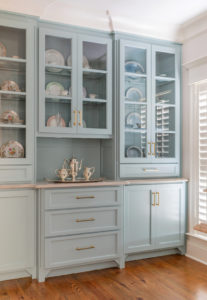 blue butler&#039;s pantry with shaker doors