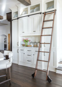 ladder on cabinets in kitchen