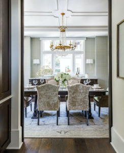formal dining room with grasscloth