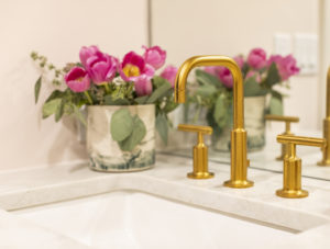 brass plumbing in bathroom