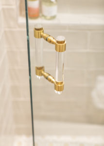 crystal and brass shower door hardware